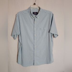 Vineyard Vines By Shep & Ian Men's Blue/ White Gingham Plaid Button Dn Shirt XT
